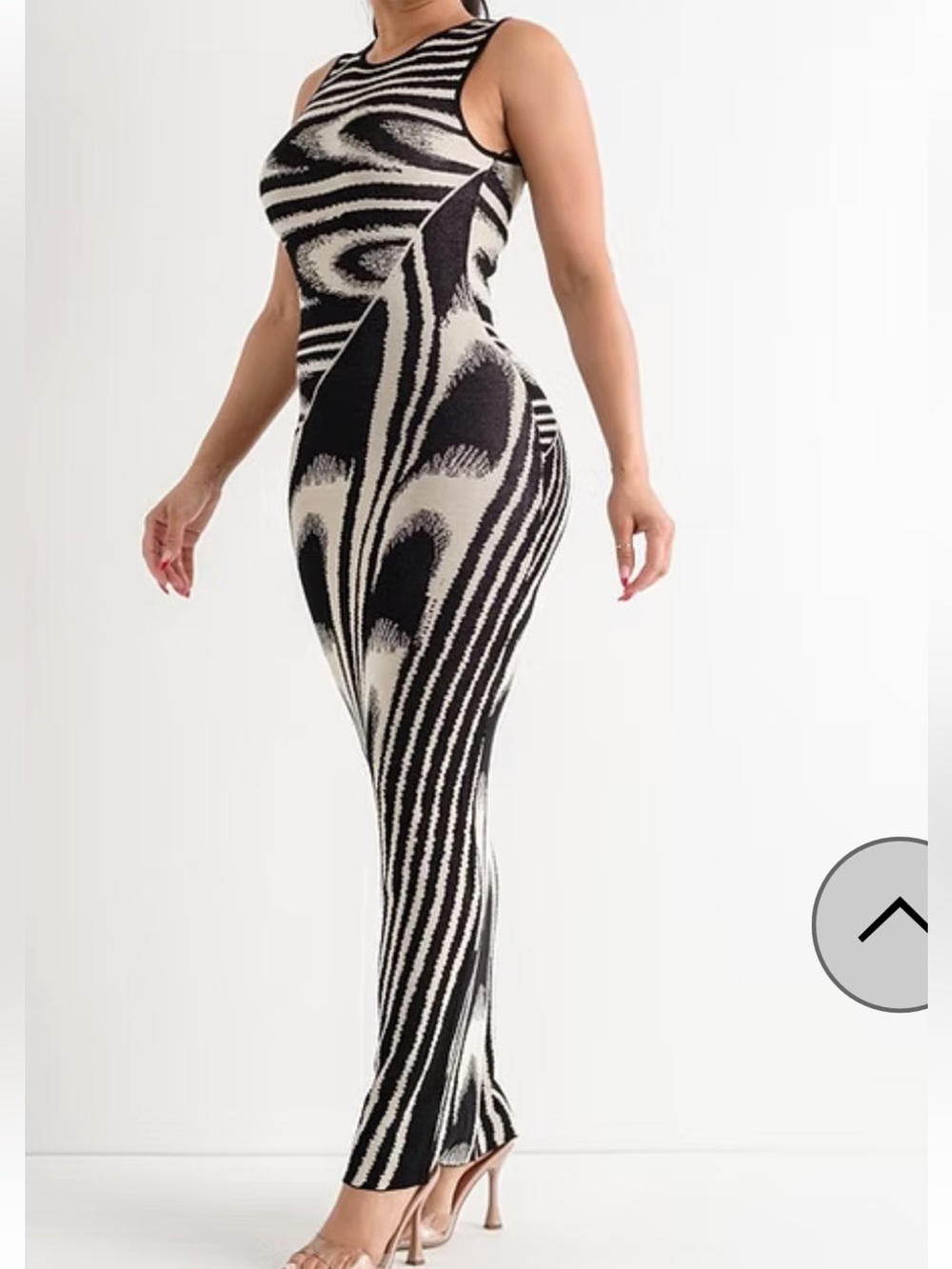 Black & Ivory Abstract Bodycon Maxi Dress